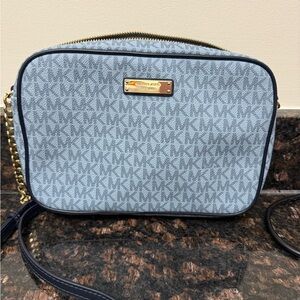 Michael Kors Light Blue Crossbody Bag with Gold Accents